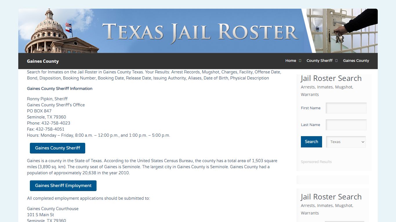 Gaines County | Jail Roster Search